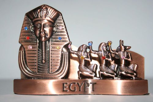 EGYPTIAN PHARAONIC GOLD SOLID BRASS TUT TUTANKAMUN BUSINESS CARD HOLDER PAPER