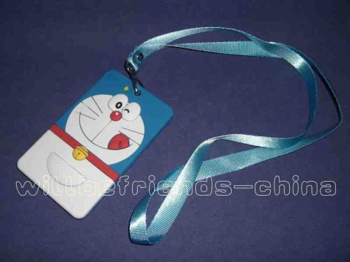 Doraemon Bus Pass Room Key IC Card Holder Case Sheath Cover Skin Neck Lanyard