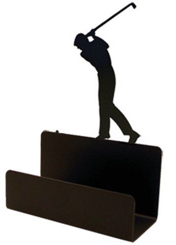 Wrought Iron Business Card Holder Golfer Desk Desktop Office Decor Sports Golf