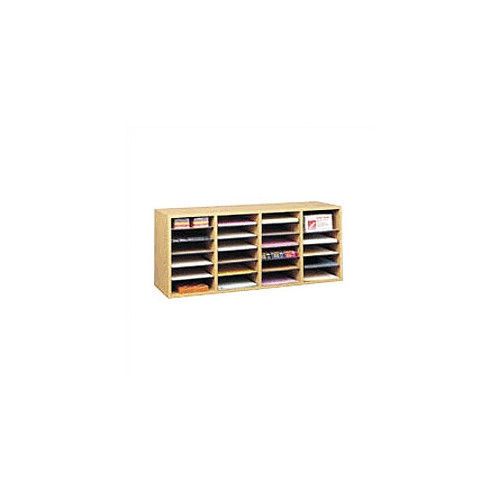 Medium Wood Adjustable-Compartment Literature Organizer Oak