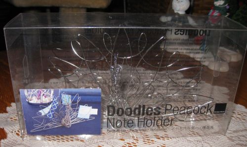 Doodles Peacock Note Holder -Stainless Steel Desk Office By Design Ideas-NIB