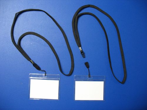 5 vinyl id cards -  name tag holders + 5 neck lanyard - badge clips for sale