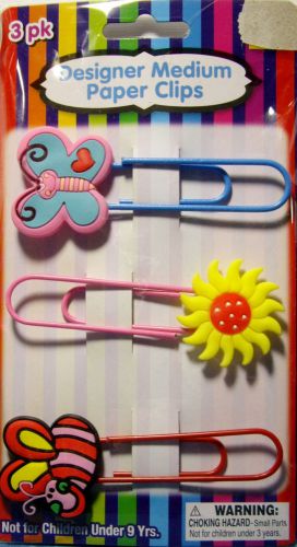 New 3 pc  garden novelty paper clips butterfly bee sunflower paper clip for sale
