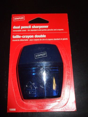Staples Blue Pencil Sharpener Dual Size NEW Standard and Jumbo Pencils Crayons