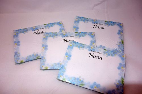 NIP Set of 4 Sticky Notes - A Note From Nana - Blue Flowers