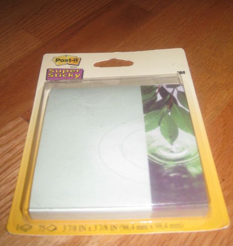 3M Super Sticky Post-it Notes 3-7/8&#034; x 3-7/8&#034; leaf-water Design 75 Sheets 1 Pad