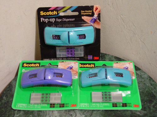 3 New Scotch Pop Up Tape Dispenser with precut tape strips