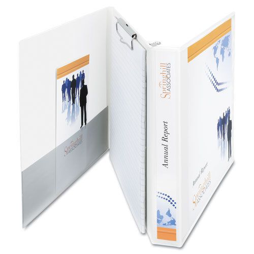 Durable view portfolio binder with clipboard, letter size, 1-1/2&#034; cap., white for sale
