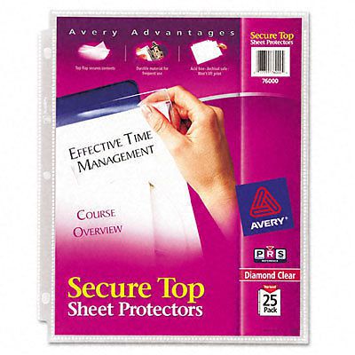 Avery Secure Top Sheet Protectors, Heavy Gauge, Letter, Diamond Clear, 25/Pack