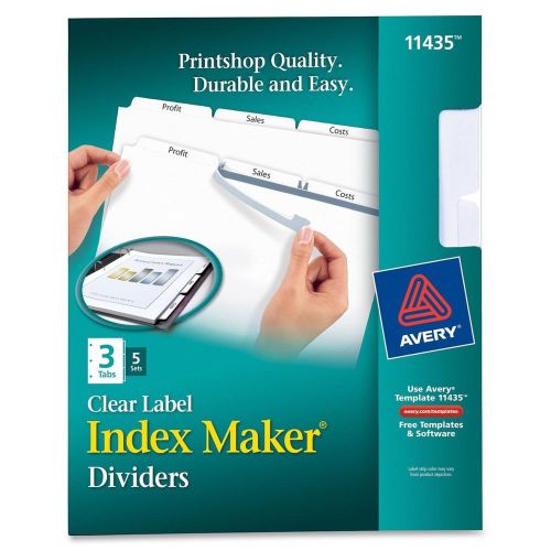 NEW Avery Index Maker Dividers with Clear Labels, 3 Tab, 5 Sets (11435)