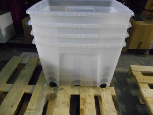 4 x 75 litre smart storemaster boxes, only 1 lid, missing handles for sale
