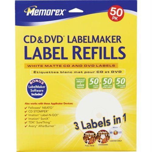 NEW Memorex White CD-R Labels 3202-0412  50-Count