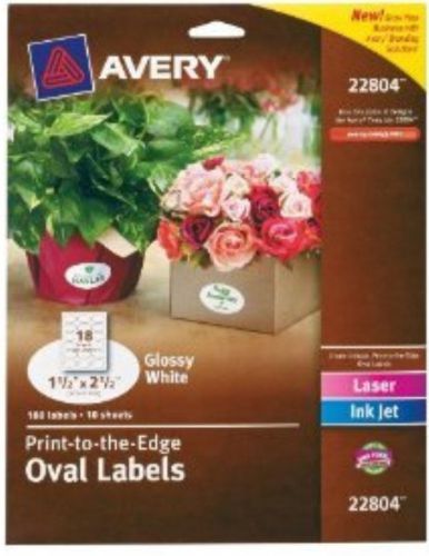 Avery  Print-To-The-Edge Permanent Labels Oval Glossy 1.5 x 2.5 180ez   #22804