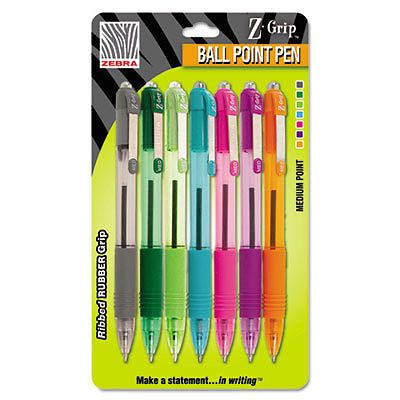 Z-Grip Retractable Ballpoint Pen, Assorted Ink, Medium, 7 per Pack