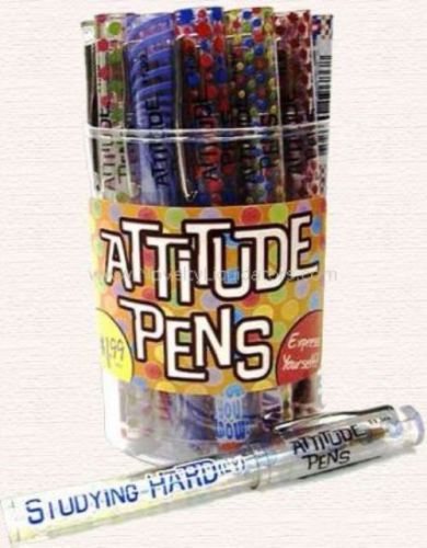 SET OF 5 WRITING NOVELTY PENS WITH CAPS EXPRESS YOURSELF ATTITUDE SAYINGS