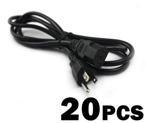 LOT OF 20 5 Ft 3-Prong Trapezoid Computer Power Cord Universal PC Cable Standard