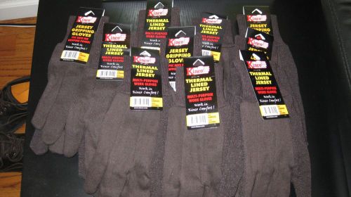 10 Brown Jersey Work Gloves (Large) with PVC Dots