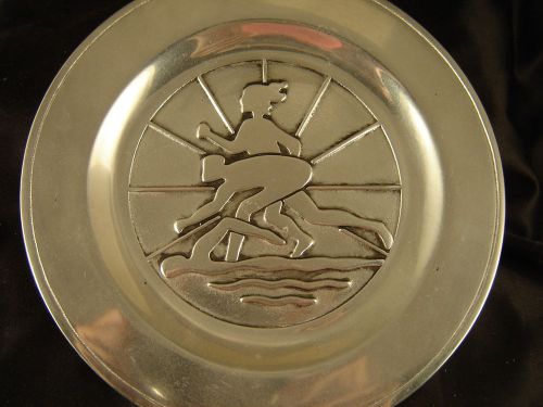 plate Wilton pewter sports figures swimming running  7 1/2&#034; All Star Athlete Art