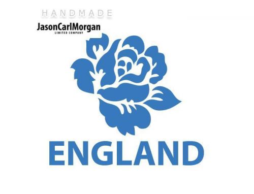 JCM® Iron On Applique Decal, England Rugby Rose Sky Blue