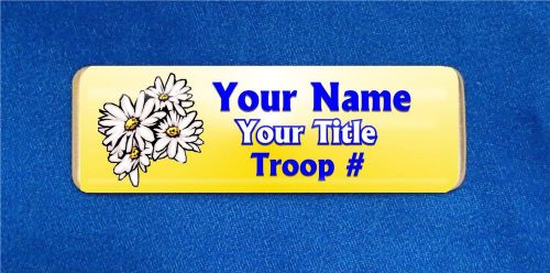 Daisies Yellow Custom Personalized Name Tag Badge ID Scouts Girl Florist Flowers
