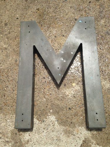 &#034; M &#034; Block Style Metal Letter 30 in L 22 in W Sign Statue Art Stamp unfinished