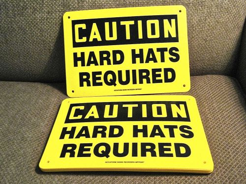 group of 8 Safety Signs &#034; Caution Hard Hats Required&#034;