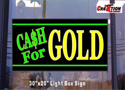 LED Light box Sign 20&#034;x30&#034; - Ca$h For Gold - window sign, LED powered signs