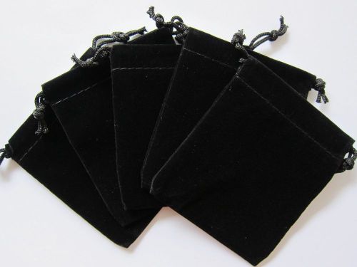 NEW 50 Black Velvet Drawstring Gift Pouches 2.5&#034;x3.5&#034; FREE Shipping