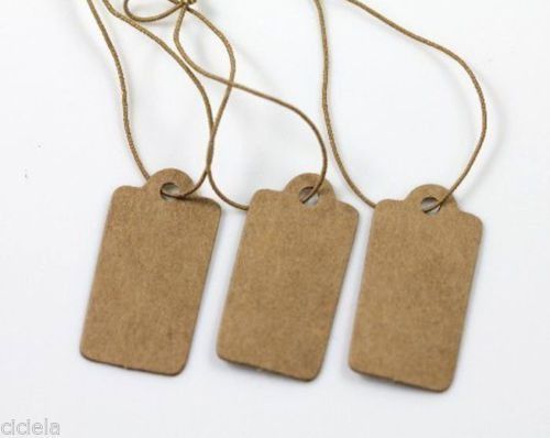 500X Fashion Jewelry Price Label Tag Blank Kraft Paper With Elastic String 30MM