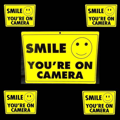 LOT OF SMILE YOURE ON STORE SPY SECURITY CAMERA YARD FENCE SIGN+WARNING STICKERS