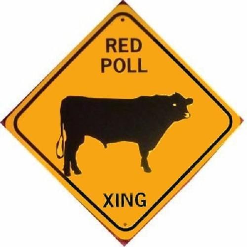 RED POLL XING  Aluminum Cow Sign  Won&#039;t rust or fade