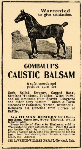 1907 ad gombaults caustic balsam cure lawrence-williams - original cg1 for sale