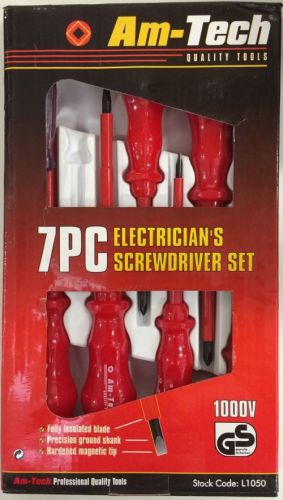 Am-tech 7pc electricians professional 1000v vde insulated screwdriver set box for sale