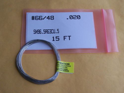 15 feet kester solder  lead free sn96.5ag3cu.5 #66/48 .020, p/n 24-7068-1401 for sale