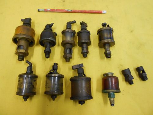 LOT of OILERS lathe mill lube oil hit miss engine flat belt steam BRASS &amp; GLASS