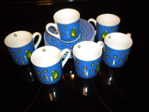 SET OF ESPRESSO COFFEE CUPS AND SAUCERS - FROG - MUST SELL! SEND ANY ANY OFFER!