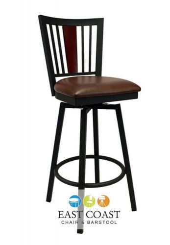 New steel city metal swivel bar stool with black frame &amp; brown vinyl seat for sale