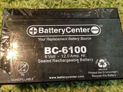 **Free Shipping** Battery Center BC-6100 (6v - 12Ah) Rechargeable Sealed