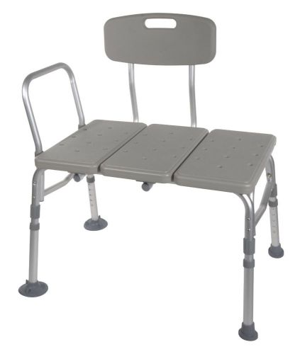 Drive Medical Plastic Transfer Bench with 3 Position Backrest, Gray Safe to use