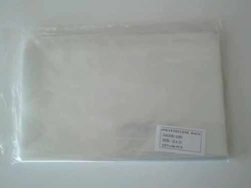 New!  100 flat clear poly bags 12x15&#034;, 1 mil, free shipping via Priority Mail