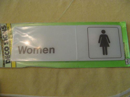 DECO Hy-Ko &#034;WOMEN&#034; Sign Self Adhesive 3&#034;x 9&#034; Made in USA Product, Lot of 2 signs