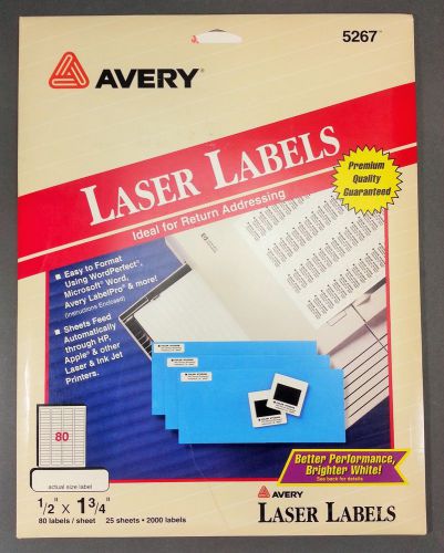NIB - Avery Laser Labels ~ Ideal for Return Addressing 1/2&#034; x 1 3/4&#034; 2000 (5267)