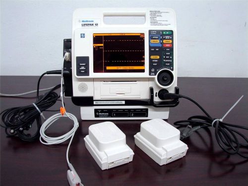 Lifepak 12 biphasic 3 lead ecg masimo spo2 etco2 co2 aed pace 2 battery ac power for sale