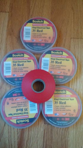 (lot of 5 rolls) 3m scotch 35 red vinyl electrical tape 3/4&#034; x 66&#039; for sale