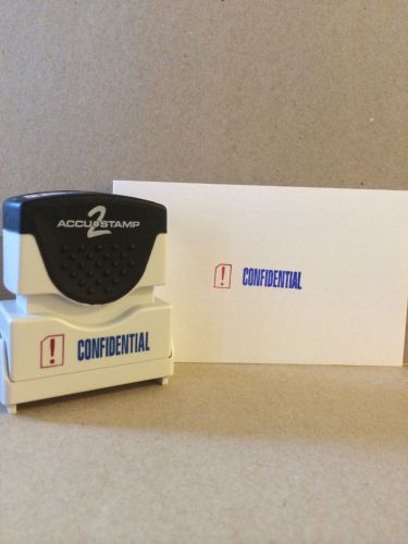 Confidential accu stamp two color ink blue and red