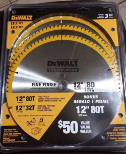 DEWALT, DW3128P3LX, 3-Pack 12-in Circular Saw Blade Set