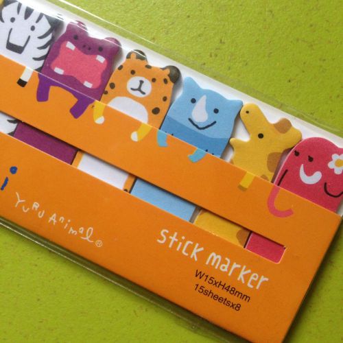 Animal Safari Post-it MEMO Sticky Paper Marker Pad Stationery (15 Sheets x 8)