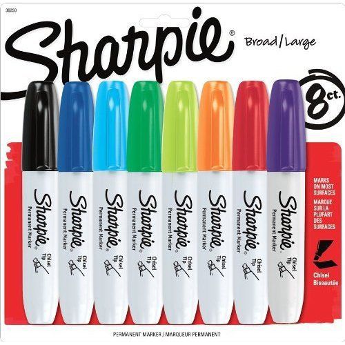 Sharpie Chisel Assorted 8 Pack, Free Shipping, New