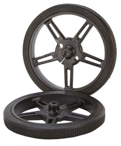 60mm diameter x 3mm bore Black Plastic Robot Wheels - pair (#595656)