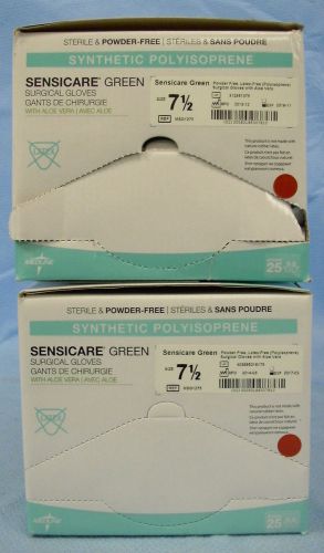 2 Boxes/25pr ea Medline Sensicare Green Surgical Gloves #MSG1275